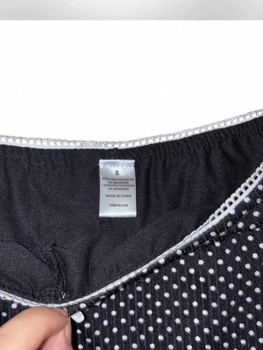 Black Polka Dot Skirt with White Trim